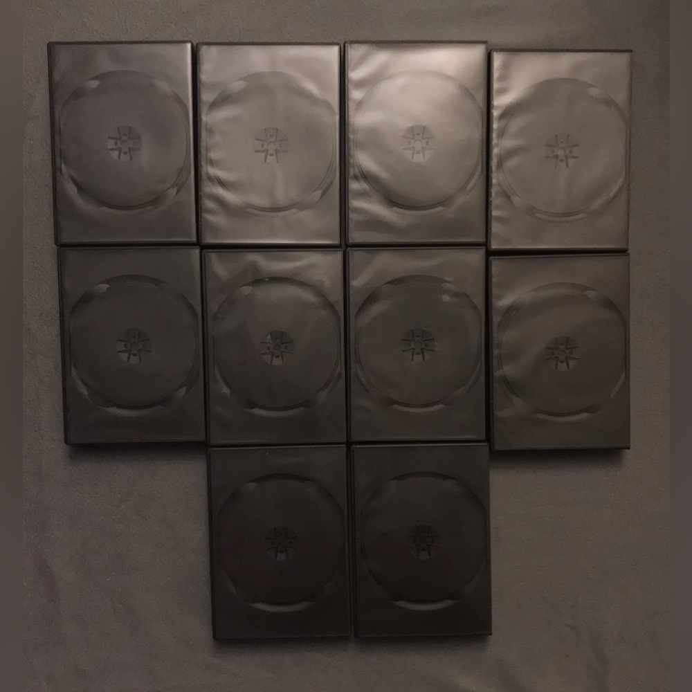 NEW Set of 10 Black (8 disc) DVD Cases